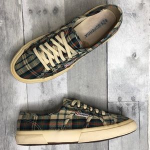 Superga 2750 Classic Blue Tartan Plaid Sneakers